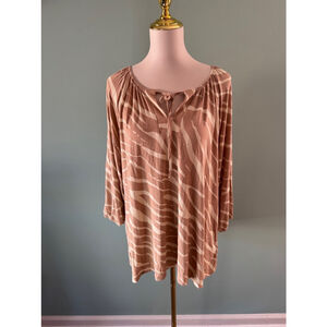 Women's LuLaRoe Debra Top XL Brown Beige Zebra Print Long Sleeve